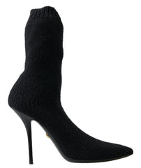 Women's Viscose Knit Stiletto Boot Black