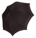 Men's Brown Striped Leather Handle Collapsible Sartoria Umbrella Polyester Accessory