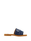 Women's Denim Blue Cotton Slides Woody Sandals Accessory