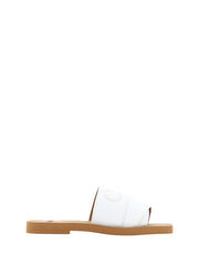 Women's White Cotton Slides Woody Sandals
