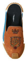 Men's Brown Suede Crown Logo Ns1 Slides Sandals Cotton