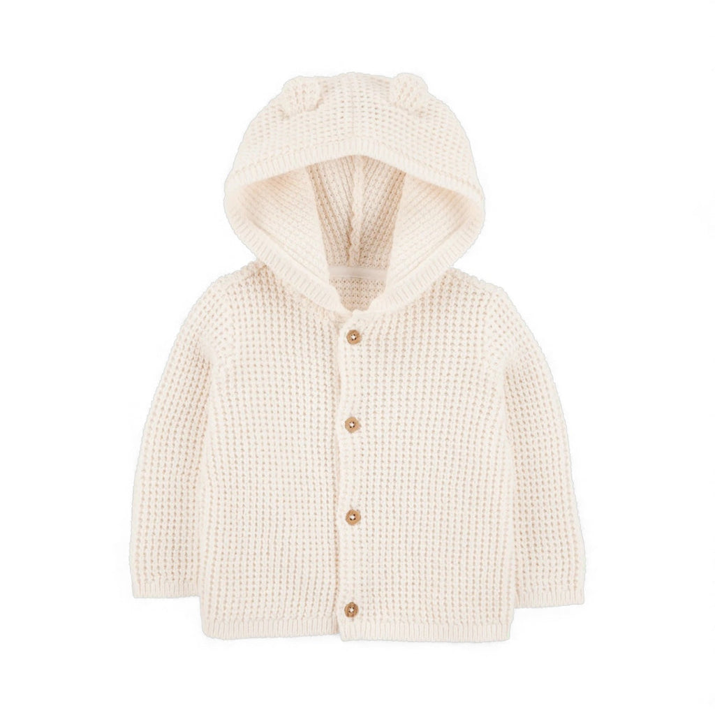 Chaqueta punto canalé capucha diseño oso