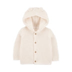 Chaqueta punto canalé capucha diseño oso
