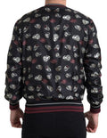 Men's Black Ring Print Silk Crewneck Sweater Clothing