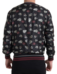 Men's Black Ring Print Silk Crewneck Sweater Clothing