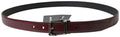 Men's Bordeaux Leather Silver Metal Buckle Belt
