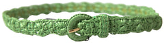 Women's Green Viscose Weaved Skinny Waist Belt