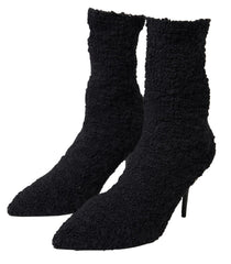 Women's Virgin Wool Stiletto Boot Black