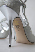 Women's Shimmer Finish Heel Silver Leather Polyester