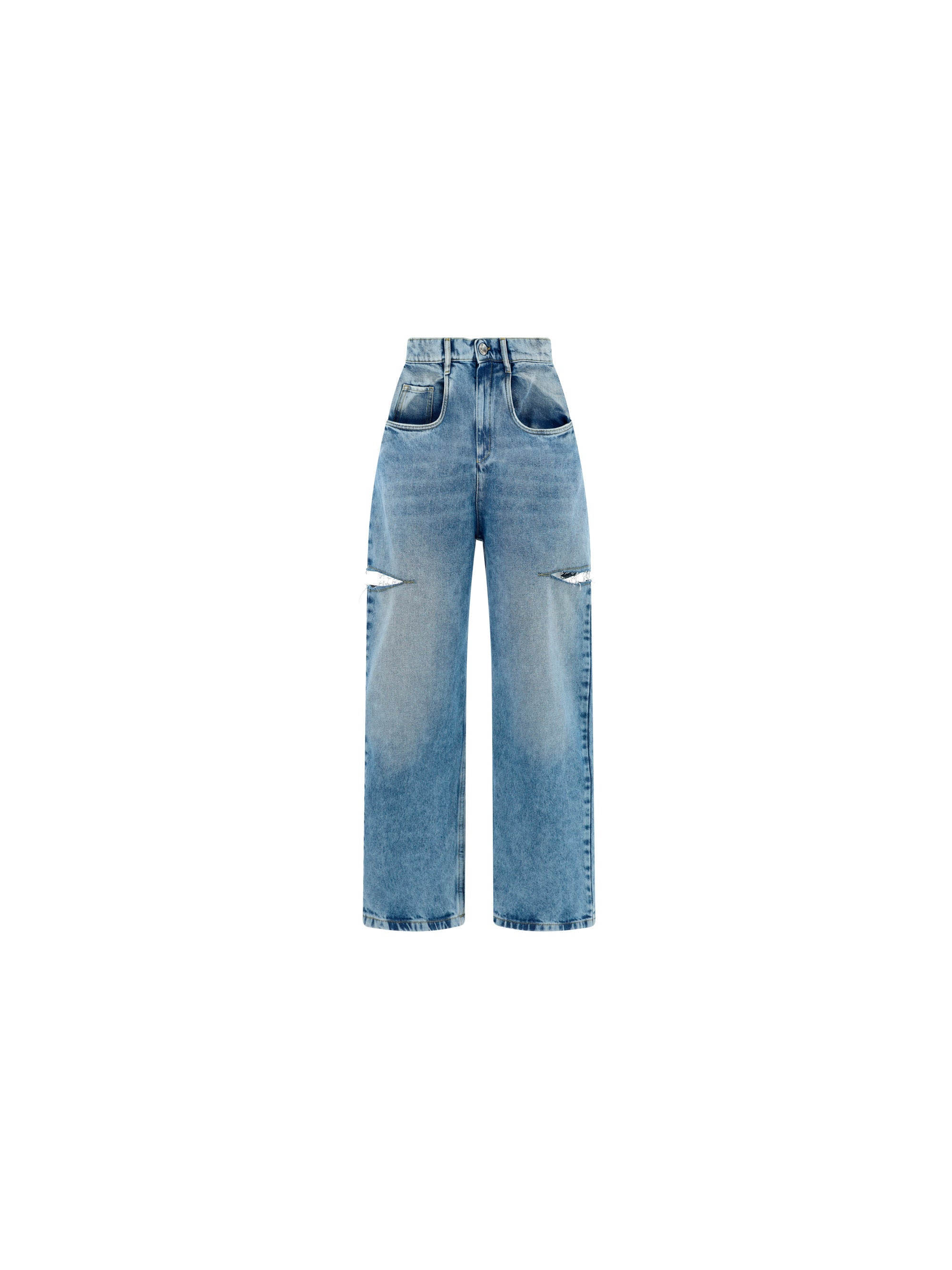 Maison Margiela Deconstructed Cotton Denim Jeans — Blue