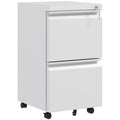 2-Drawer Mobile Filing Cabinet, Steel Lockable File Cabinet, Pre-Assembled Body, White