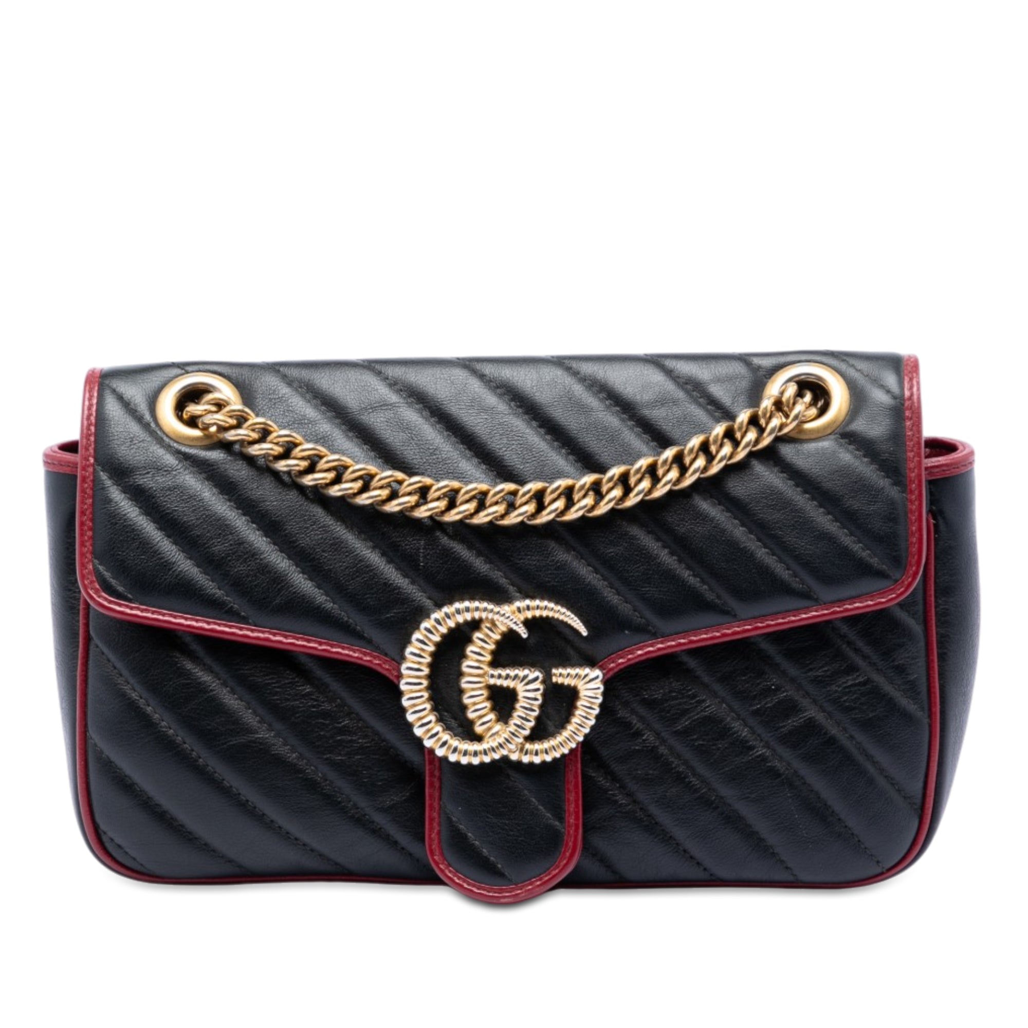 Medium GG Marmont Matelasse Diagonal Leather Torchon Shoulder Bag