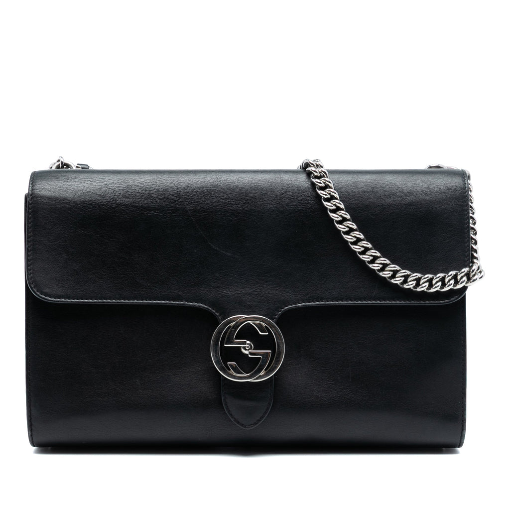 Medium Leather Dollar Interlocking G Crossbody