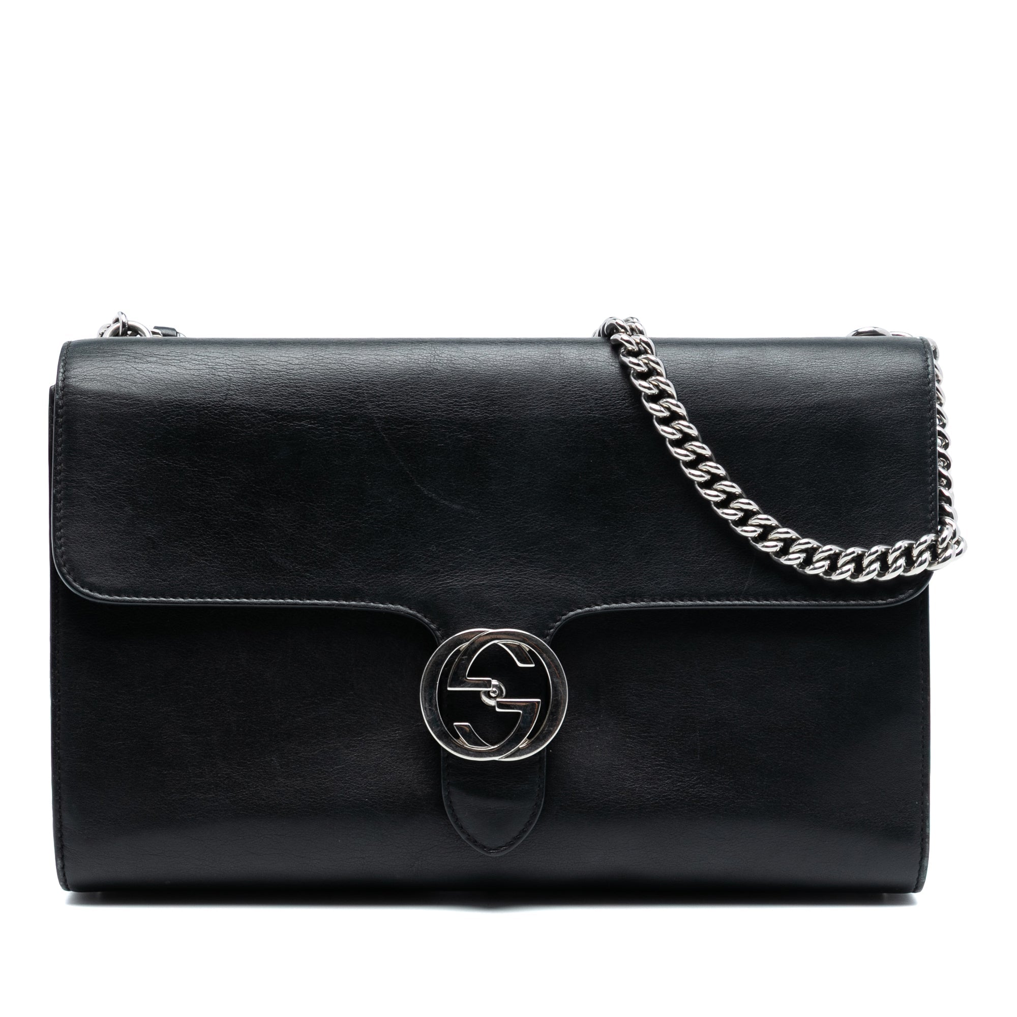 Medium Leather Dollar Interlocking G Crossbody