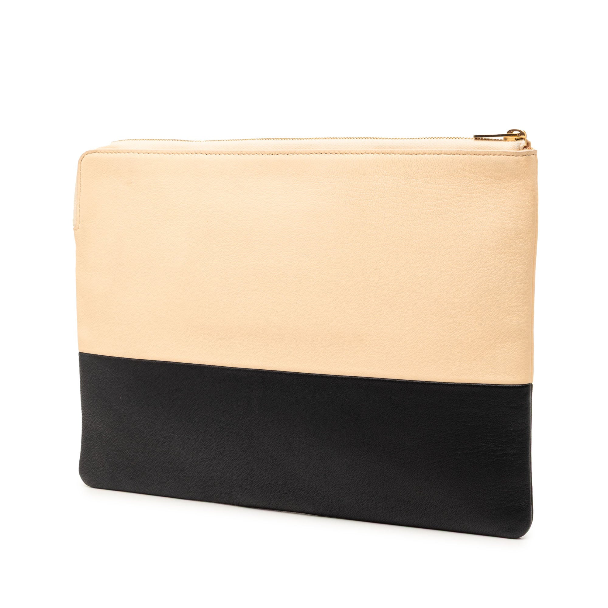 Bicolor Leather Solo Clutch