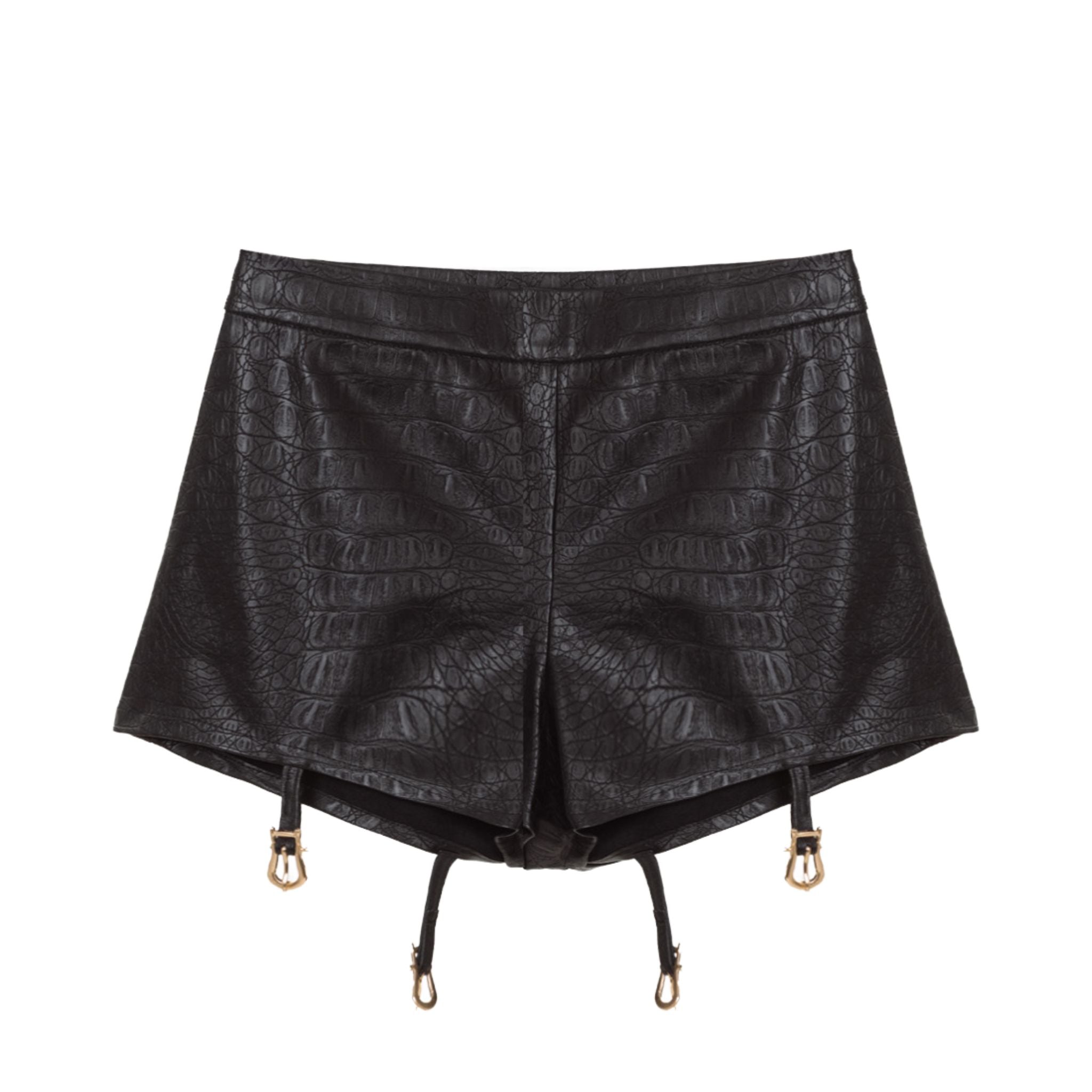 Croco Leather Micro Shorts