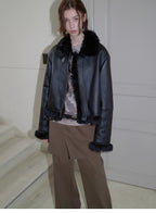 Luxury and Elegance motorcycle style Tuscan sheepskin short fur coat for women