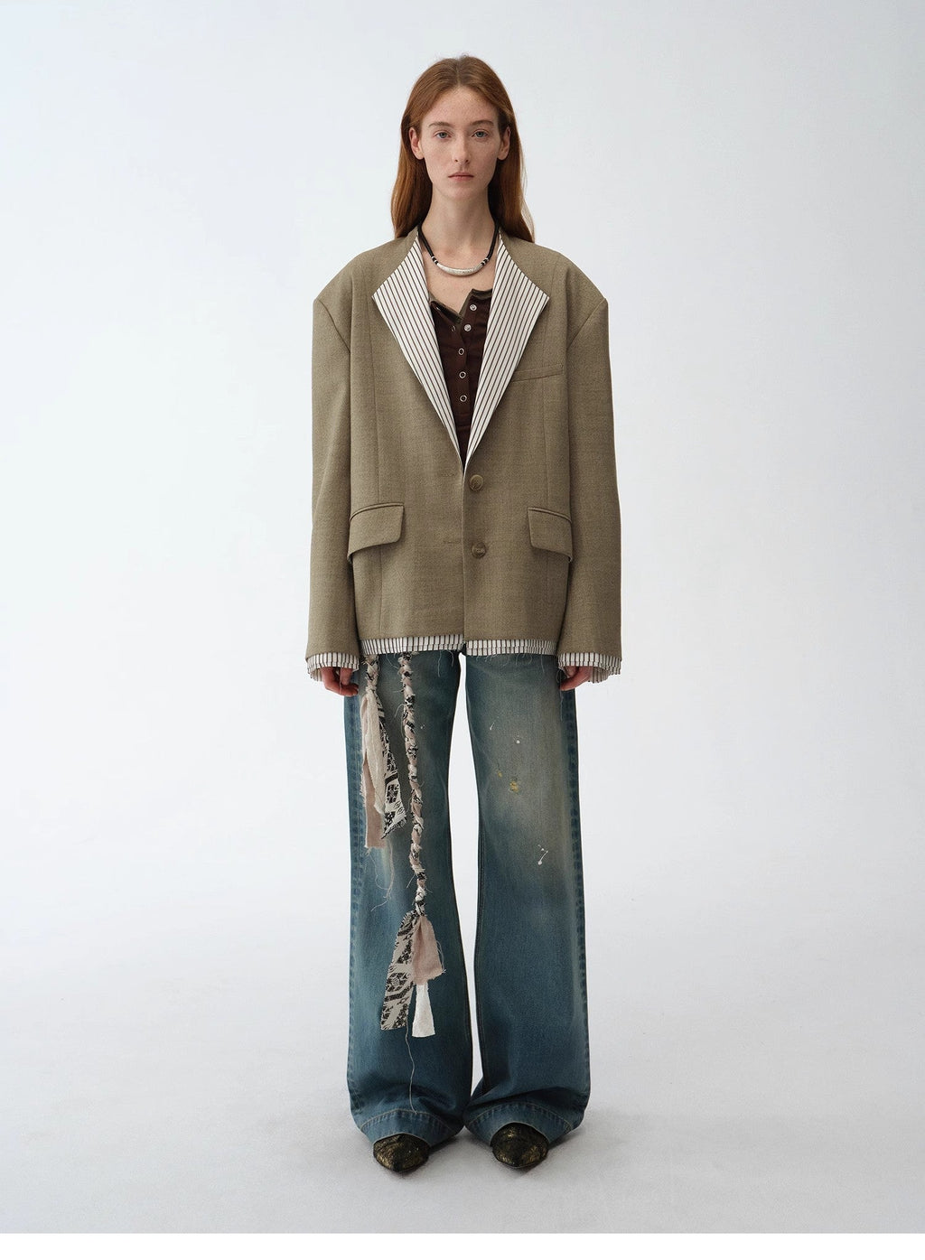 London Diaryold money style contrasting lapel wool blazer