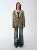 London Diaryold money style contrasting lapel wool blazer