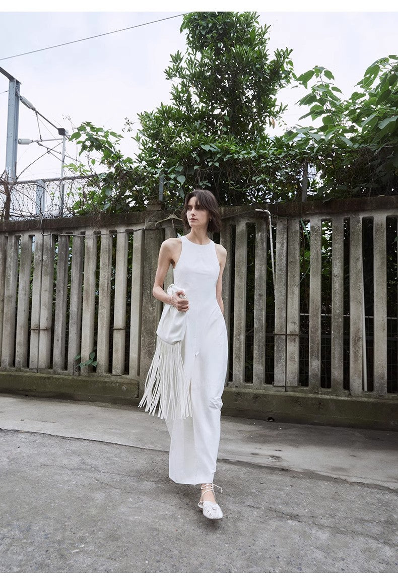 Plain Poetry functional style sleeveless dress female French style new temperament slim Hepburn little black dress long skirt