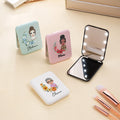 Personalizado de dibujos animados de flores de nacimiento LED portátil de doble cara espejo de maquillaje con el nombre de cumpleaños de la dama de honor de regalo para las mujeres