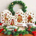 Personalizada Patchwork Elemento Árbol de Navidad Papá Noel Bolsa de regalo de lona de cordón con nombre Regalo de Navidad para los niños de la familia