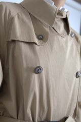 Women's Khaki Double Breasted Trench Coat Jacket Beige Cotton Clothing