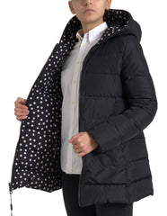 Women's Black Polyester Hooded Reversible Jacket Clothing