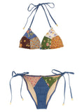 Zimmermann Cotton Patchwork Bikini — Blue