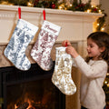 Personalizada Toile De Jouy Santa Claus Reno Cascanueces Navidad Media con nombre Decoración para el hogar Regalo de Navidad para Niños Familia Amigos