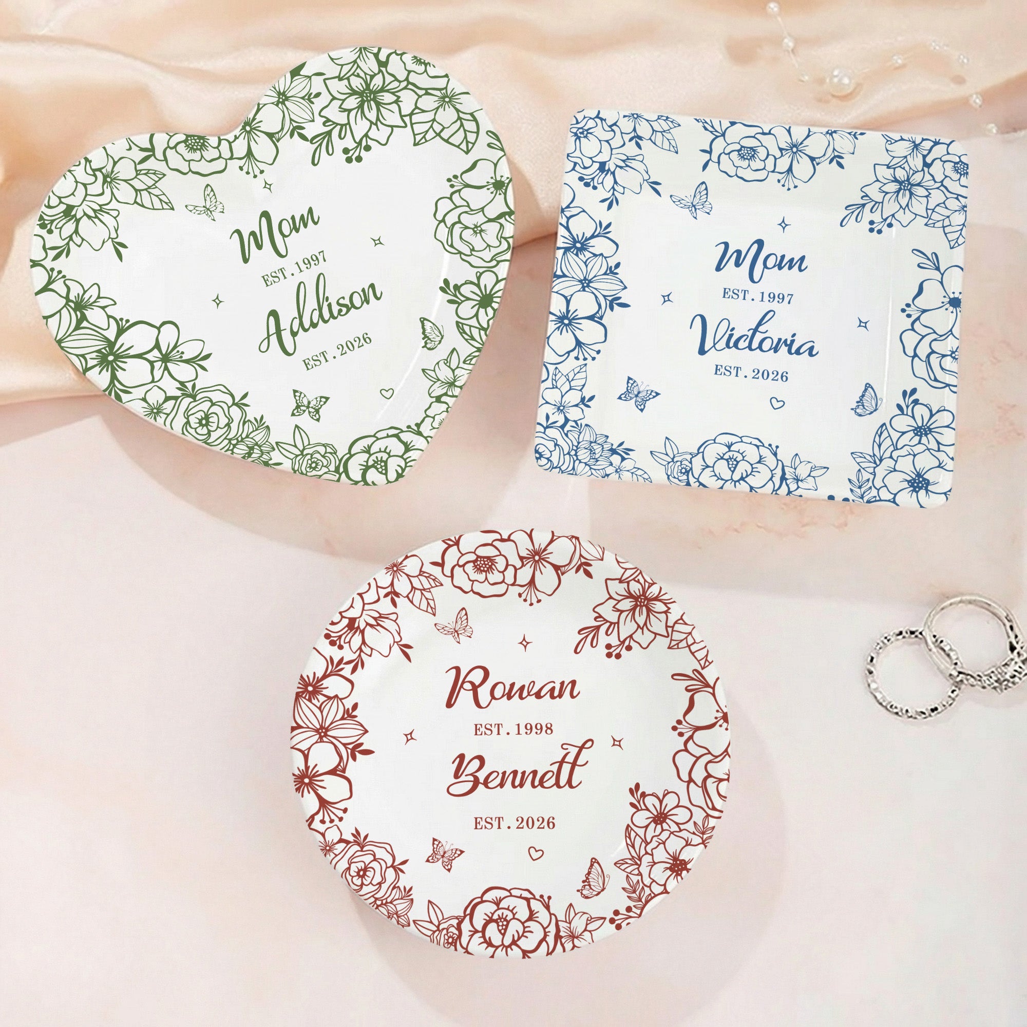 Plato de cerámica personalizado con nombre y fecha para el Día de la Madre Regalo para mamá abuela