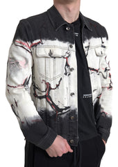 Men's Multicolor Cotton Collared Denim Jacket Elastane Clothing