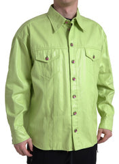 Men's Green Cotton Collared Button Down Shirt
