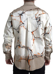 Men's Multicolor Cotton Collared Denim Shirt Elastane