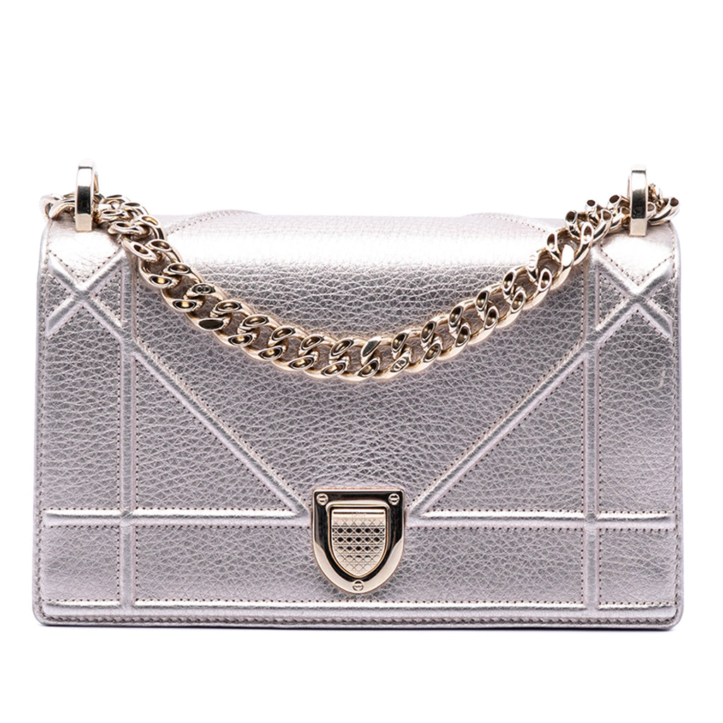 Small Metallic Grained Calfskin Diorama Flap