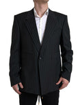 Men's Black Stripe Single Breasted Sicilia Blazer Polyester Clothing
