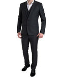 Men's Black 3 Piece Single Breasted Martini Suit Virgin Wool