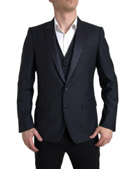 Men's Blue 2 Piece Single Breasted Martini Suit Virgin Wool