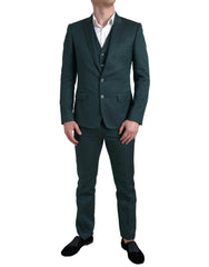 Men's Green 3 Piece Single Breasted Martini Suit Cotton