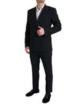Men's Black 2 Piece Double Breasted Sicilia Suit Virgin Wool