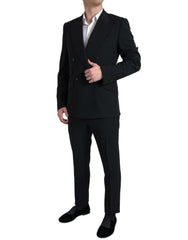 Men's Black 2 Piece Double Breasted Sicilia Suit Virgin Wool