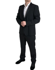 Men's Black 2 Piece Single Breasted Martini Suit Virgin Wool