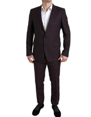 Men's Maroon 2 Piece Single Breasted Martini Suit Virgin Wool