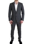 Men's Gray 2 Piece Single Breasted Martini Suit Patterned Virgin Wool