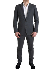 Men's Gray 2 Piece Single Breasted Martini Suit Patterned Virgin Wool