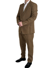 Men's Brown 2 Piece Single Breasted Taormina Suit Cotton Silk
