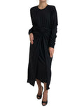 Women's Wool Wrap Dress Black