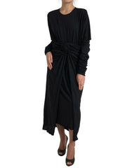 Women's Wool Wrap Dress Black