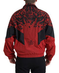 Men's Red Leopard Nylon Full Zip Sweater Clothing