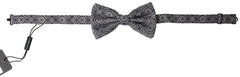Men's Silk Papillon With Geometric Pattern Bow Tie Black Ties